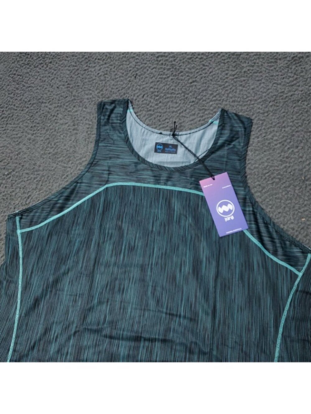 Janji Helio Tech Tank Top Sea Striped Blue Green Womens XL - Picture 3 of 8
